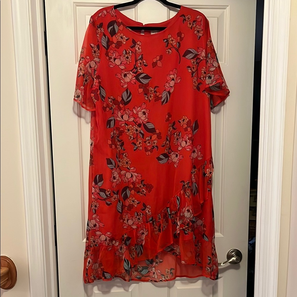 Floral Orange Dress- size XXL